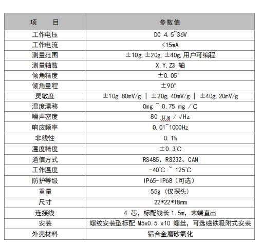 振动倾角传感器